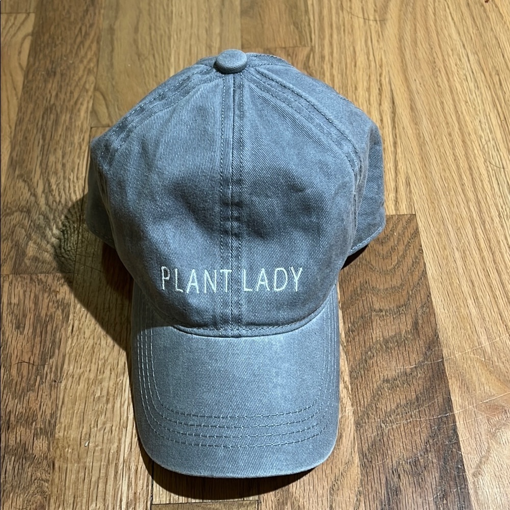 David and Young Gray Casual Hat with Embroidered Design Plant Lady